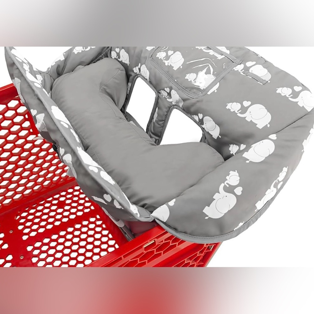 Barely Used / 2-in-1 Shopping Cart and High Chair Cover for Baby, Gray Elephant